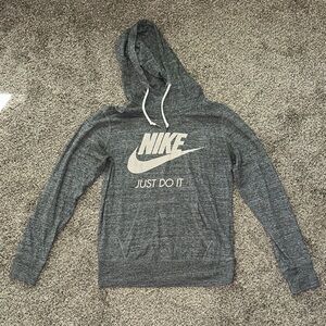 Nike Charcoal Hoodie with White Logo - Size Medium